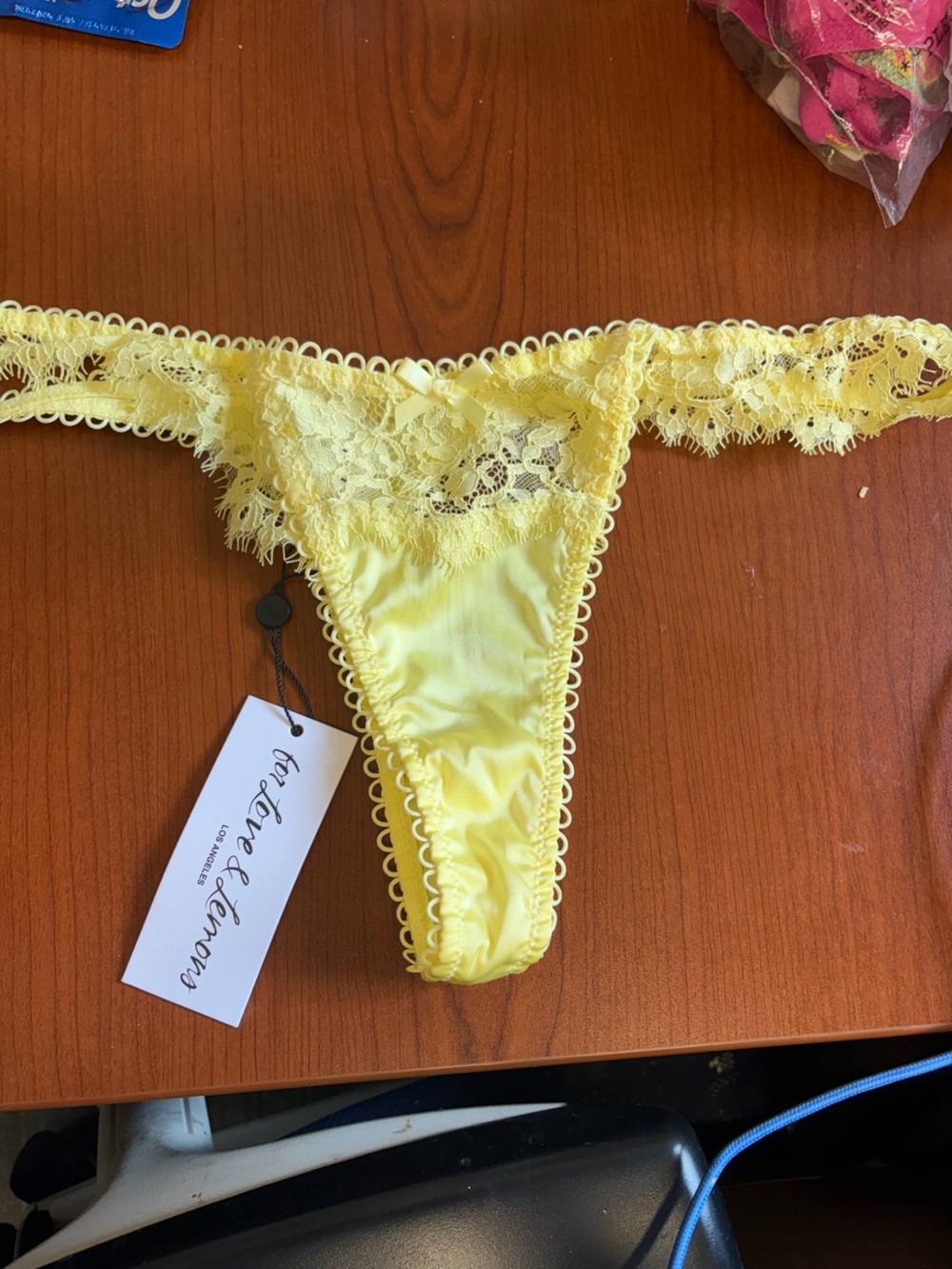 For Love And Lemons Sunny Yellow Lace Thong